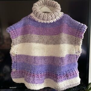 Handmade Heavy Handknit Turtleneck Sweater/Shawl